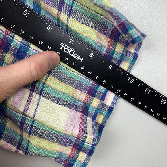 Brooks Brothers Shirt Mens Large Plaid Linen 346 Short Sleeve Button Up Summer - Picture 9 of 10